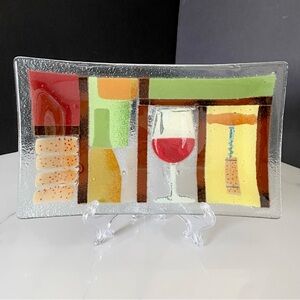 9.5" Wine & Corkscrew Plate by Peggy Karr